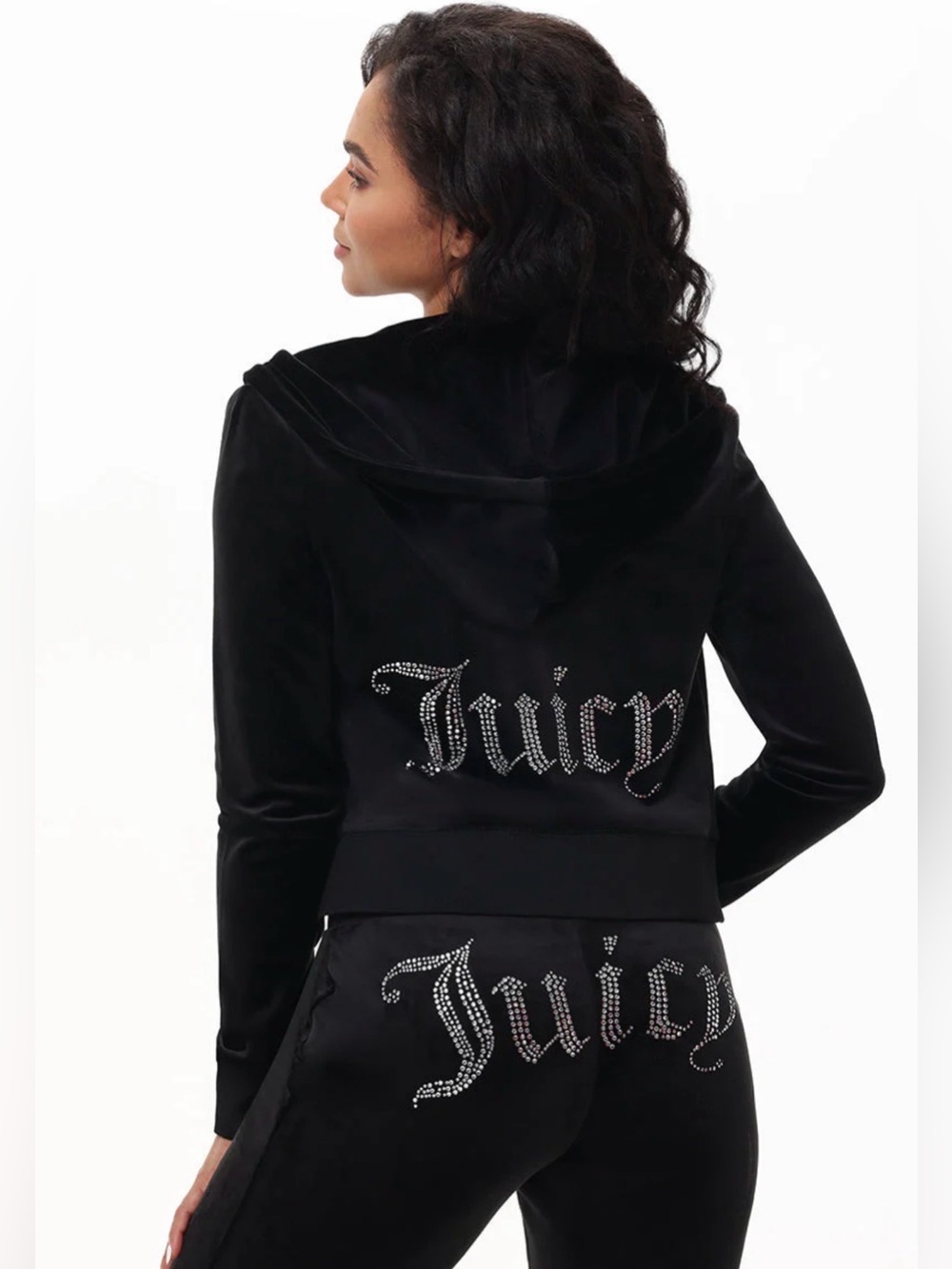 Juicy Couture Black Velour Tracksuit small top M pants juicy logo OG